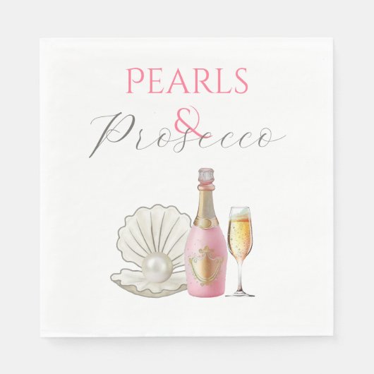 Parel en Prosecco Roze Bruidsdouche Servet (Voorkant)