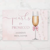 Parel- en Prosecco Roze Bruidsdouche Sparkling Wijnetiket (Enkel label)