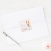 Parel- en Prosecco Roze Bruidsdouche  Vierkante Sticker (Envelop)