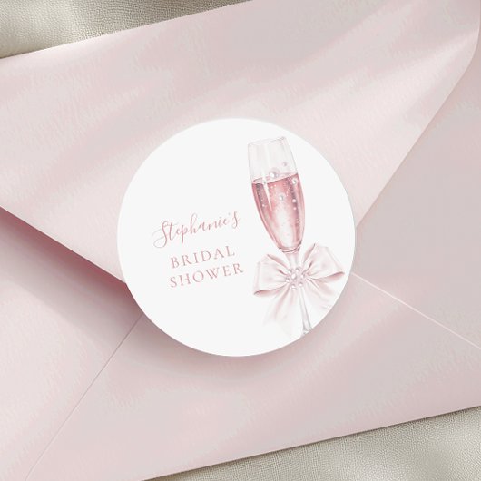 Parel- en Prosecco Roze Bruidsmeisjesfeest Ronde Sticker