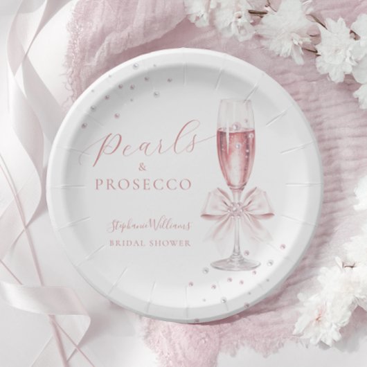 Parel- en Prosecco Roze Bruidsmeisjeshuwelijksfees Papieren Bordje