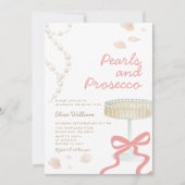 Parel en Prosecco Roze Coquette Bruiloftsborrel Kaart (Voorkant)