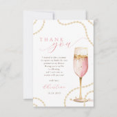 Parel- en Prosecco Roze Gouden Bruidsdiner Bedankkaart (Voorkant)