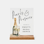 Parel en Prosecco Welkom op Bruidsfeest Acryl Bord (Voorkant)