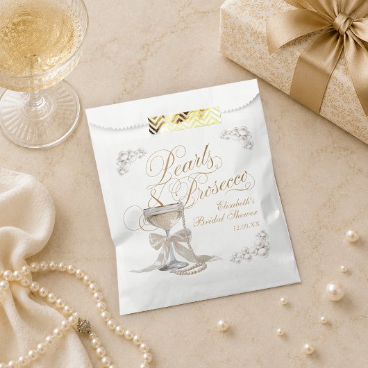 Parel en Prosecco Witte Strik Bruidsdouche Bedankzakje