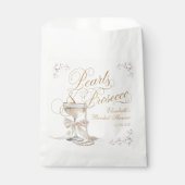 Parel en Prosecco Witte Strik Bruidsdouche Bedankzakje (Voorkant)