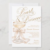 Parel en Prosecco Witte Strik Bruidsdouche Kaart (Voorkant)