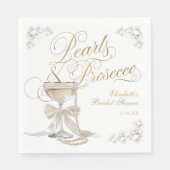 Parel en Prosecco Witte Strik Bruidsdouche Servet (Voorkant)