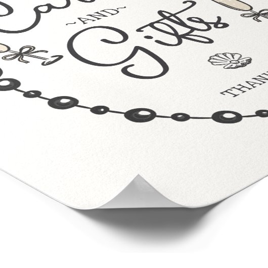 Parel- en Prosecco Zwarte Strik Kaarten & Cadeaus  Poster (Hoek)