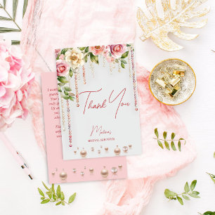 Parel- en proseccobruiloftsdouche elegant bedankkaart