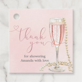 Parel- en Roze Prosecco Bruidsfeest Bedankjes Labels