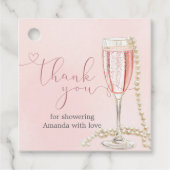 Parel- en Roze Prosecco Bruidsfeest  Bedankjes Labels (Voorkant)