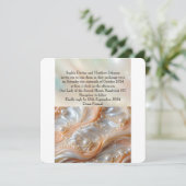 Parel en Shell Elegante klassieke bruiloft uitnodi Kaart (Staand voorkant)