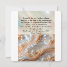 Parel en Shell Elegante klassieke bruiloft uitnodi