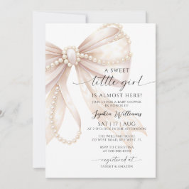 Parel en Strikje Zoete Kleine Meisje Baby Shower Kaart
