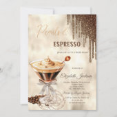 Parel Espresso Strik Glitter Druppels  Kaart (Voorkant)