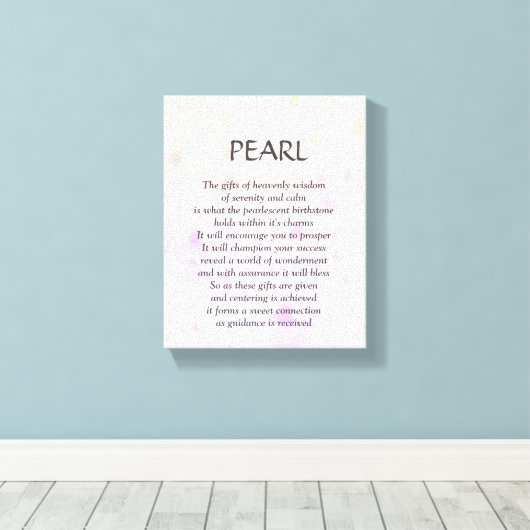 Parel geboortesteen - juni gedicht kunst canvas afdruk (Insitu (Houten vloer))