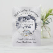 Parel Glans 60ste Huwelijksjubileum Uitnodigingen (Staand voorkant)