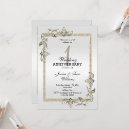 Parel Glans & Glitter & Platina 1e Huwelijk Kaart