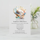 Parel glans shell zeepaardje fantasie bubbels stra kaart (Staand voorkant)