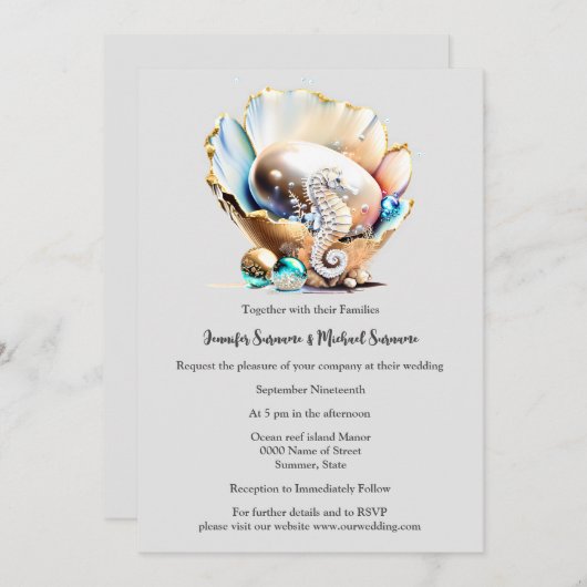 Parel glans shell zeepaardje fantasie bubbels stra kaart (Voorkant / Achterkant)