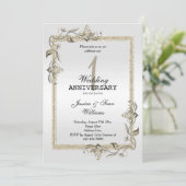 Parel Glitters & Glamour & Platina 1e Huwelijk Kaart (Staand voorkant)