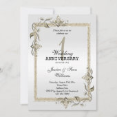 Parel Glitters & Glans & Platina 1e Huwelijk Kaart (Voorkant)