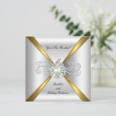 Parel Goud Zilver Diamant Verjaardagsfeestje Kaart (Staand voorkant)
