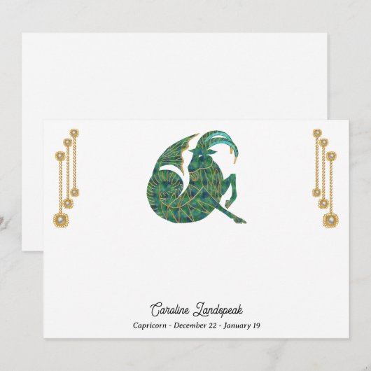 Parel & gouden juwelen Steenbok Zodiac Sign Notitiekaartje (Voorkant / Achterkant)