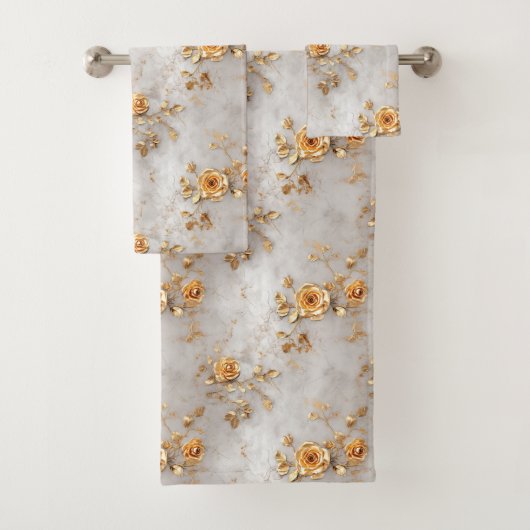 Parel Gouden Rozen Bloemen Bad Handdoek (Insitu)