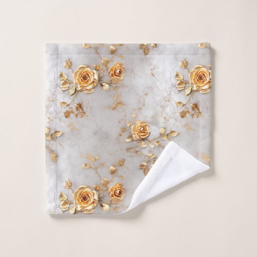 Parel Gouden Rozen Bloemen Bad Handdoek (Wasdoekje)
