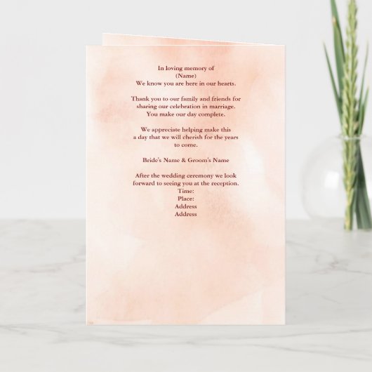 Parel Hart Bloemen Roos Vlinder Gevouwen Bruiloft Programma (Achterkant)