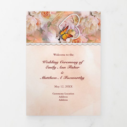 Parel Hart Bloemen Sinaasappel Bloemen Vlinder Bru Drieluik Programma (Cover)