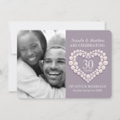 Parel hart trouwfoto 30 jaar feest kaart (Voorkant)