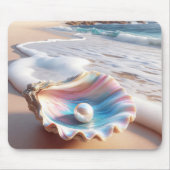 Parel in iriserende oesterschaal muismat (Voorkant)