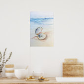 Parel In Mosselschelp Oceaan Strandgolven  Poster (Keuken)