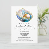 Parel in oesterschelp iriserende shimmer strand kaart (Staand voorkant)