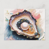 Parel in Oyster Elegante Ocean Creature Art Briefkaart (Voorkant)
