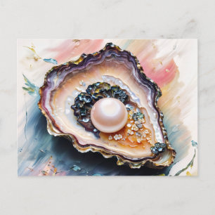 Parel in Oyster Elegante Ocean Creature Art Briefkaart
