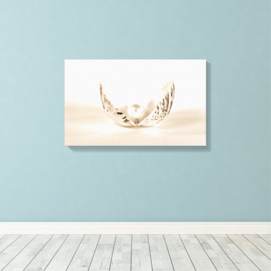 parel in zeeschelp canvas afdruk (Insitu (Houten vloer))