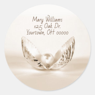 parel in zeeschelp ronde sticker