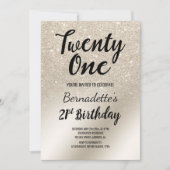 parel ivoor glitter ombre metallic 21e verjaardag kaart (Voorkant)