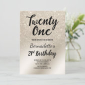 parel ivoor glitter ombre metallic 21e verjaardag kaart (Staand voorkant)