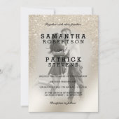 Parel ivoor glitter ombre metallic foto bruiloft kaart (Voorkant)
