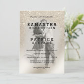 Parel ivoor glitter ombre metallic foto bruiloft kaart (Staand voorkant)
