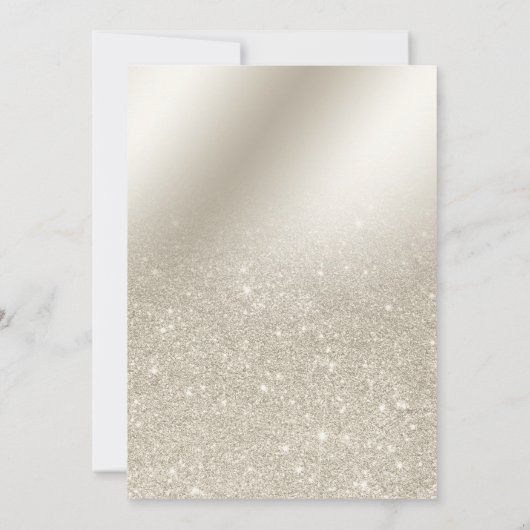 Parel ivoor glitter ombre metallic foto bruiloft kaart (Achterkant)