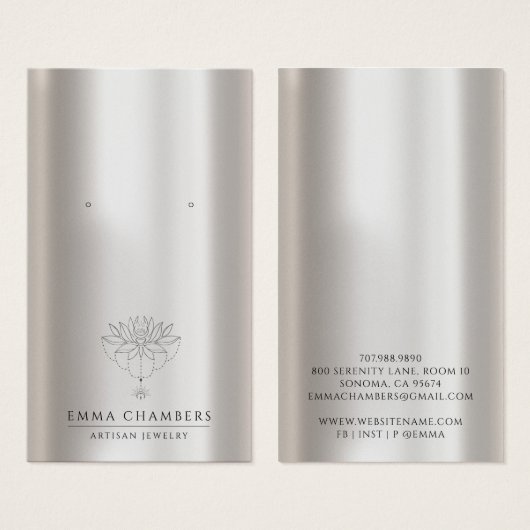 Parel Lotus Bloem Oorbel Sieraden Display Kaarten Visitekaartje (Voorkant /achterkant)
