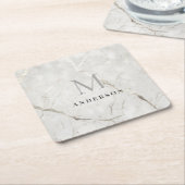 Parel mannelijk dubbel monogram kartonnen onderzetters (Schuin)