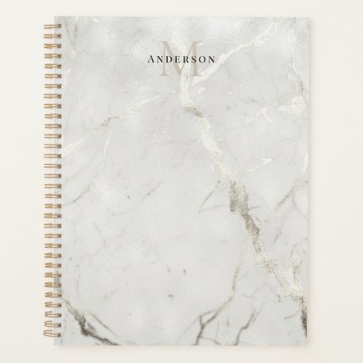 Parel Marmer Dubbel Monogram Planner (Voorkant)