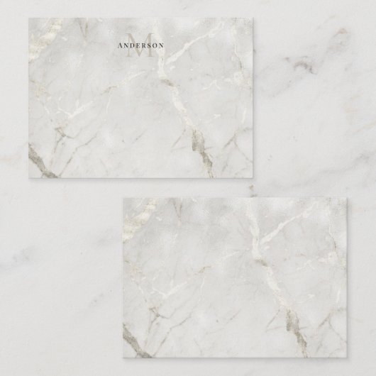 Parel Marmer Mannelijk dubbel monogram Notitiekaartje (Voorkant / Achterkant)